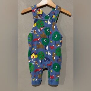 HTF Baby Boden Forest Friends Overalls Dungarees 3-6 months